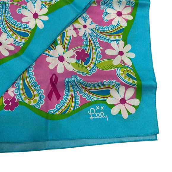 Lilly Pulitzer x Ford Breast Cancer Awareness Multicolor Floral Print Scarf - Picture 3 of 5
